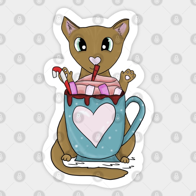 Hot chocolate cat Sticker by Antiope